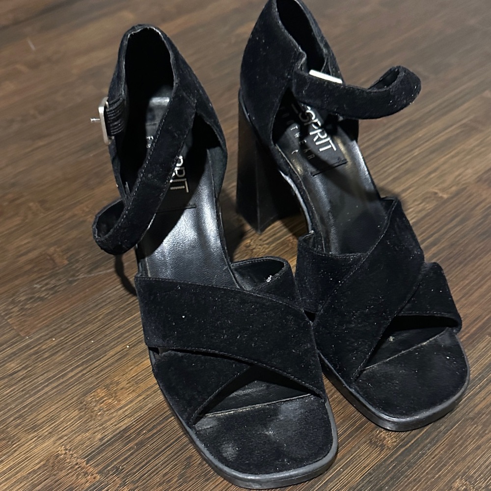 Esprit Black Velvet Heeled Sandals